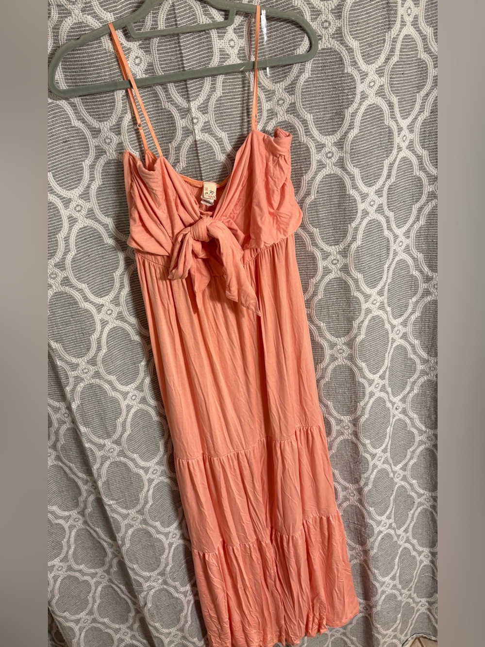 7th Ray Coral Tie-Front Maxi Dress